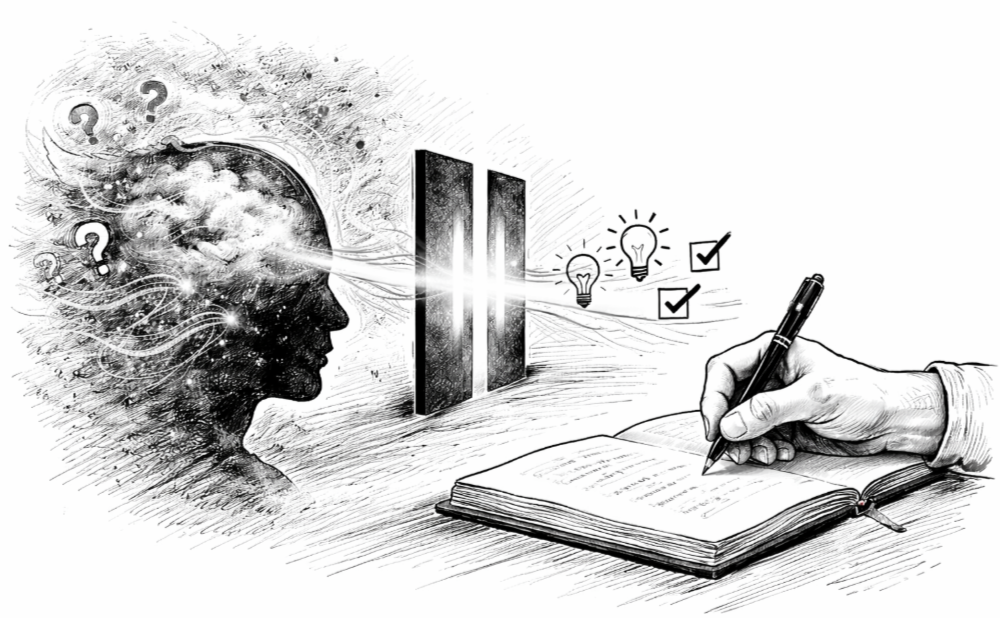 Parallelism between thoughts and the double-split experiment
